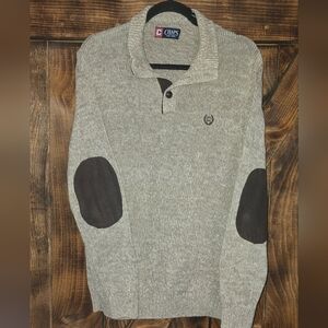 CHAPS Ralph Lauren Men’s Cotton Knit Sweater Suede Elbow Patches M